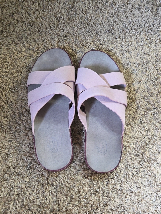 Chaco Shoes - Chaco Wayfarer Women's Mauve Slide Full Grain Leather Comfort Flats Sandals Sz 8